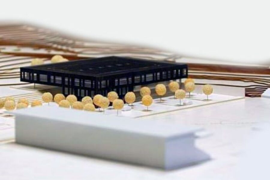 Modell av Marienlyst skole i Drammen. Arkitekt Div.A Arkitekter AS