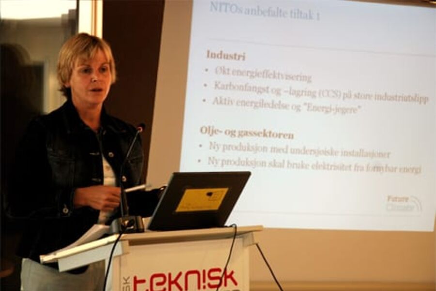 NITO-president Marit Stykket presenterte ingeniørenes egen klimaplan onsdag. (Foto: Ola Innset / Bellona)