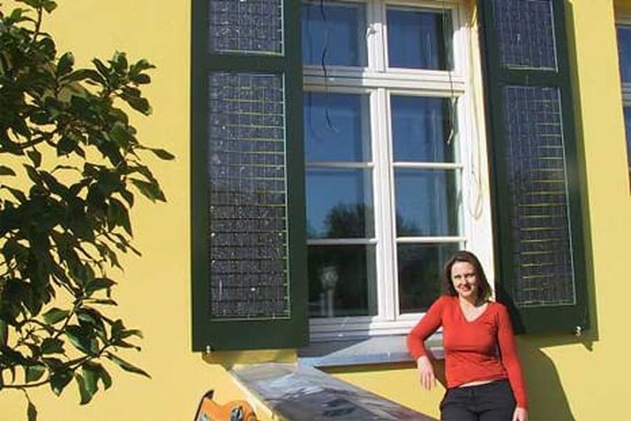 Kreativ tenkning: Astrid Schmidt, arkitekt i Berlin har designet denne ideen til solfangere for Nordic Folkecenter for Renewable Energy, i Danmark.