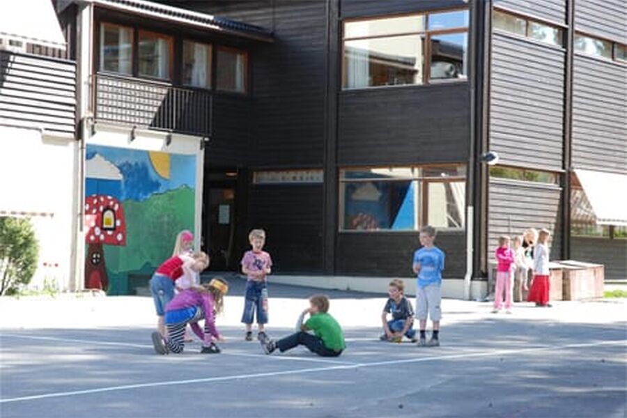 Bioenergi skal blant annet nyttiggjøres ved skolen i Krødsherad. Foto Krødsherad kommune.