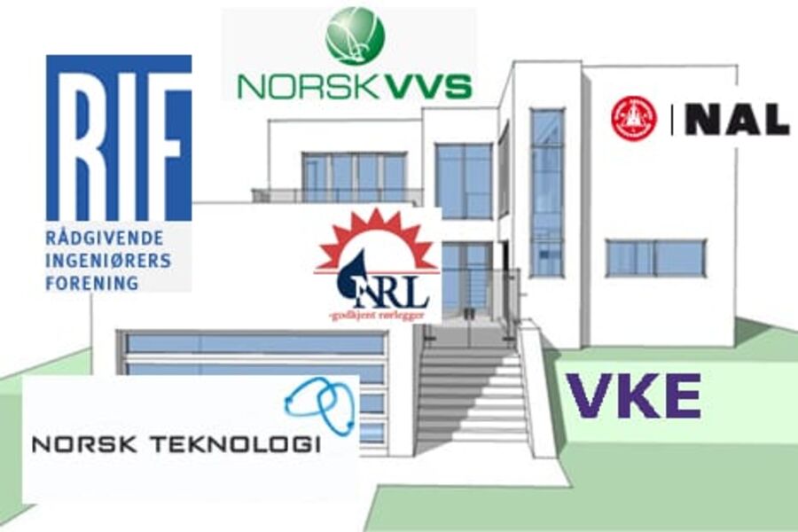 Tverrfaglig samarbeid i byggenæringen. Illustrasjon.
