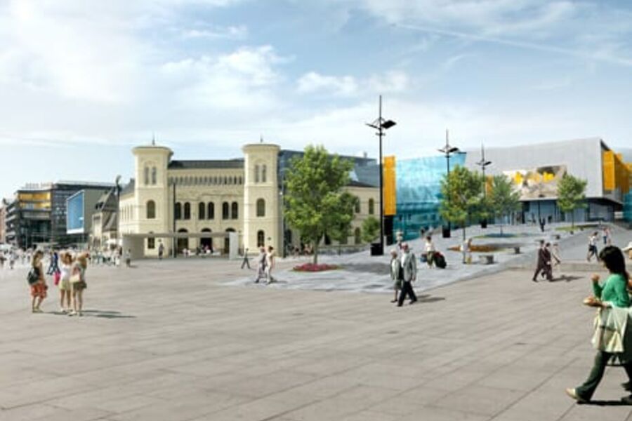 Fotomontasje av Vestbanen prosjektet til Statsbygg,