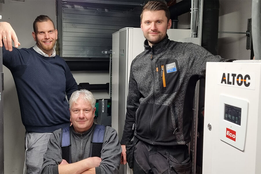 Teamet bak gjennomføringen -fra venstre: Stian Daleng -Prosjektleder, Andre Schulze -Varmetekniker og Pawel Juszczyk -Anleggsleder