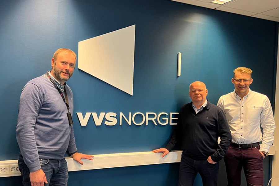 Fra venstre: Stian Aarstad, Thorbjørn Theie og Erlend Berg. Foto VVS Norge