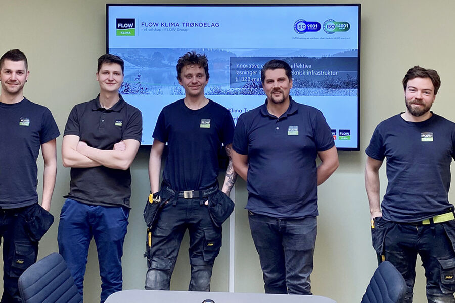 Her ser vi deler av temaet i nye FLOW Klima Trøndelag  AS, med daglig leder Kent-Andrè Bomann som nummer to fra høyre.