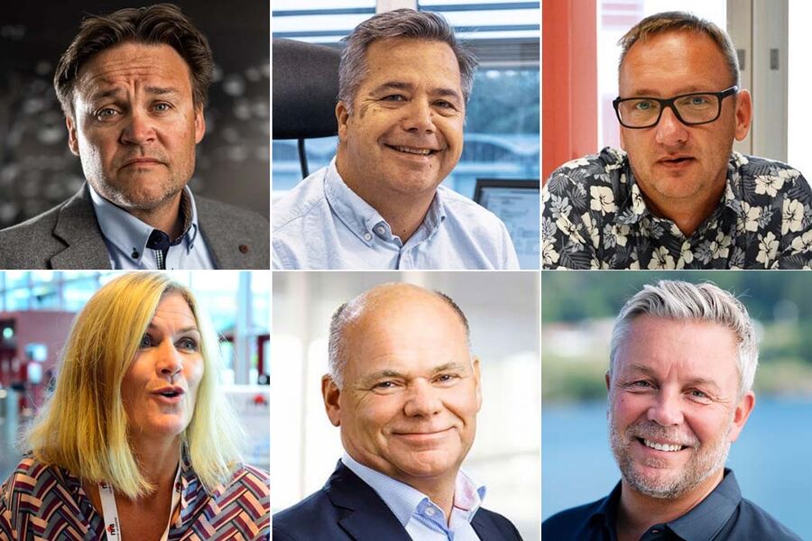 Disse deltar i plenumsdebatten: Fra venstre øverst, Frank Olsen, Rørkjøp, Håvard Hildrum, Flow Group, Kai Johnsen, VVS Eksperten. Nede til venstre, Line Ekroll Dyb, Konekta, Thorbjørn Theie, VVS Norge, og Børge Aanestad, VB.