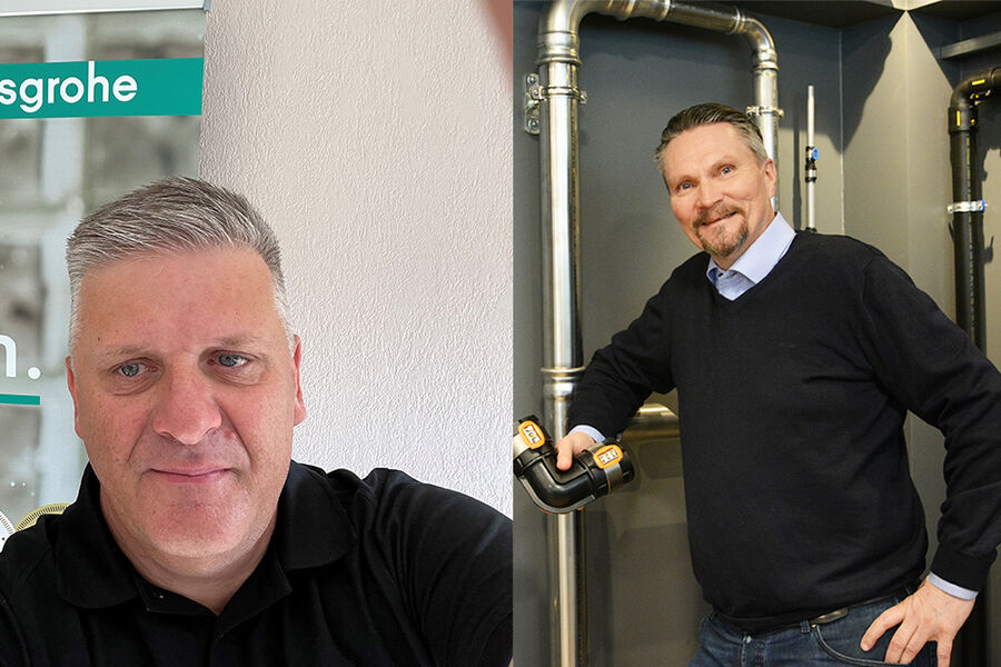 Kurt Sørbø i Hansgrohe mener SINTEF og DiBK må stole på arbeidet håndverkeren utfører, og at leverandørene har gode nok produkter. Han får full støtte av produktsjef i Geberit Norge, Odd Skriden.