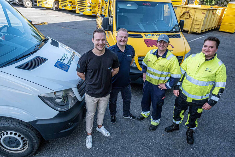 På bildet ser vi fra venstre, Sebastian Dale, Lasse Dyngeland, begge Bergen Rørinspeksjon AS, samt Sander Sleire Daae og Vegard Fagerheim Hindenes fra Norva24 AS.