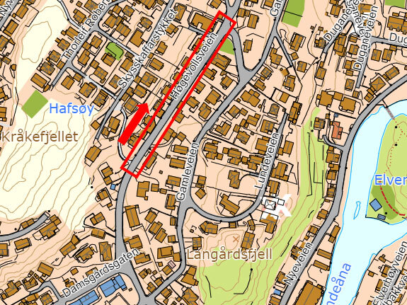 Kart av Høgevollsveien