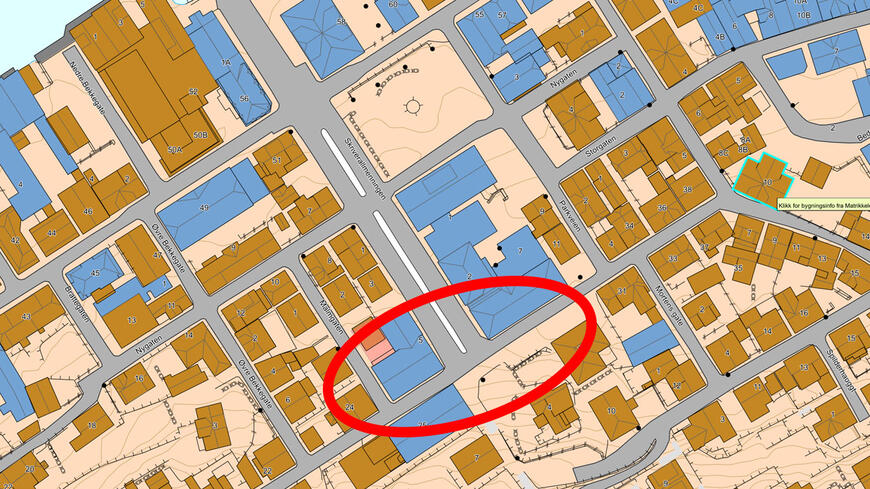 Kart over veier i Egersund sentrum