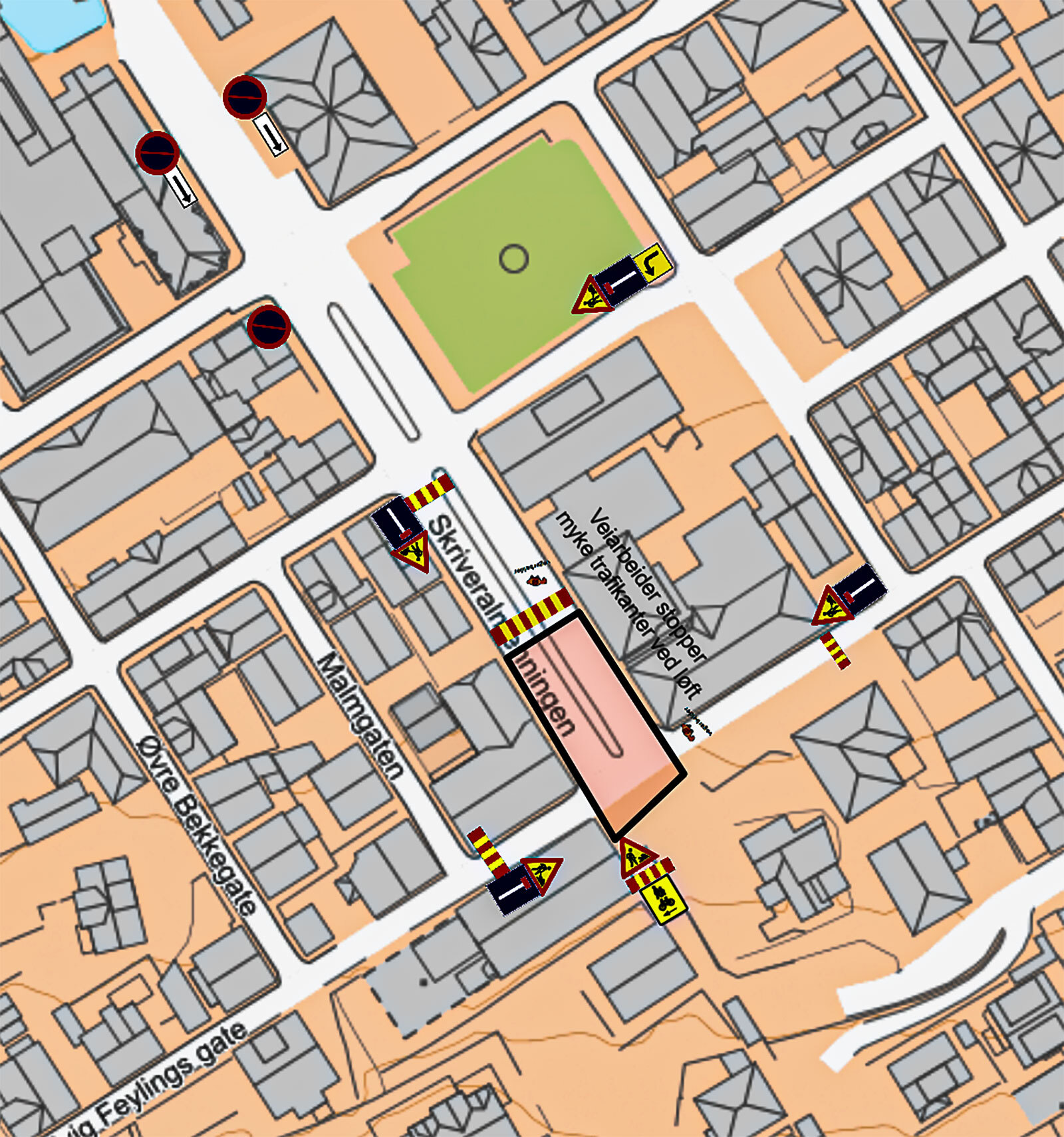 Skiltplan for Ludvig Feilingsgate i Egersund sentrum