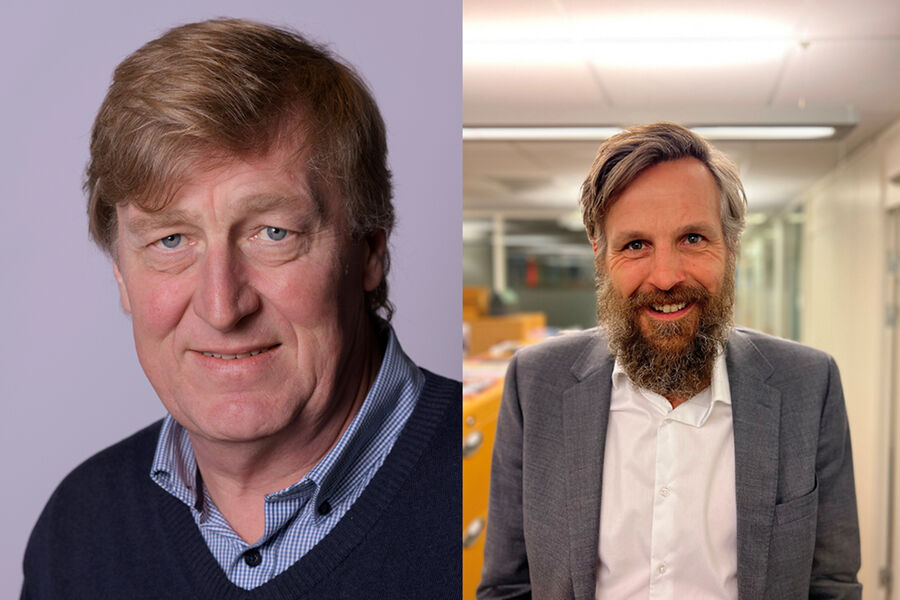 Forbundssekretær Per Skau, Fellesforbundet, og kompetansedirektør Kjetil Tvedt i Byggenæringens Landsforening.