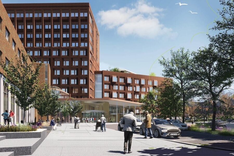 Illustrasjon av nye Rikshospitalet | Illustrasjon: Prosjekteringsgruppen Nye Rikshospitalet/Oslo Universitetssykehus/Helse Sør-Øst