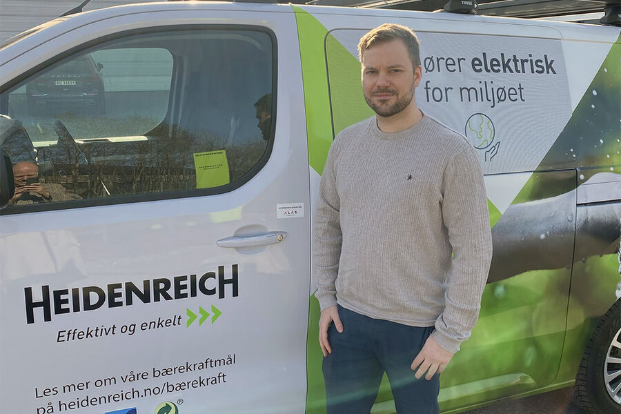 Transportsjef Mats Orud Johansen i Heidenreich er stolt over at tiltakene som selskapet har gjort, og ikke minst de ambisjonene de har for å kutte utslippene drastisk de nærmeste syv årene.