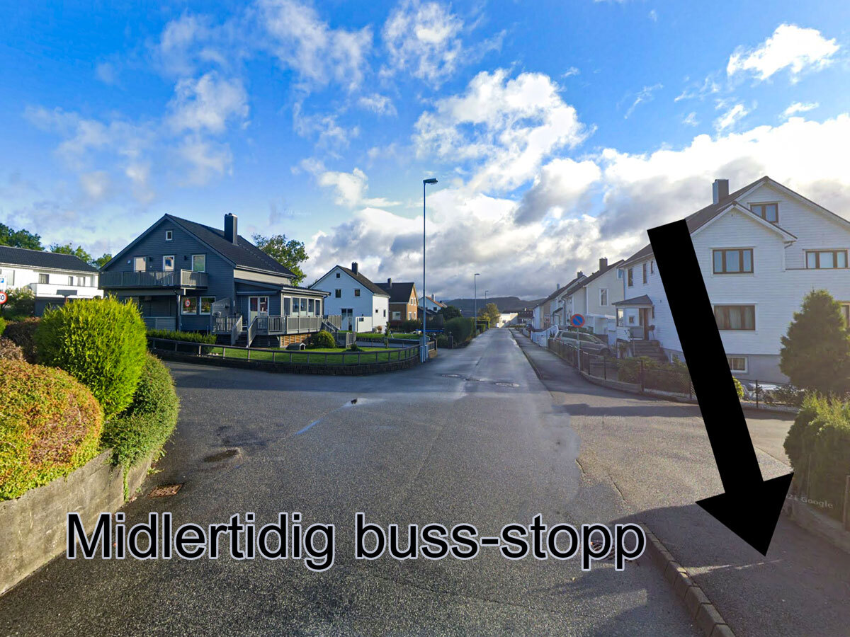 Første midlertidige buss-stopp