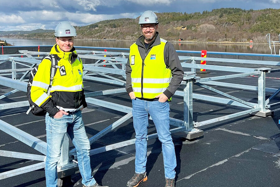 På bildet ser vi Gunnar Onsøien, prosjektleder, og Morten Grande, daglig leder. - Dette har vært et spennende prosjekt som har godt veldig bra. Byggestart var høsten 2022, og nå er vi ferdig i juni, sier de.