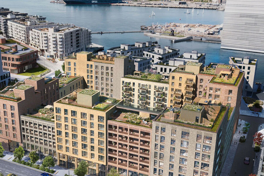 Mariakvartalet fra øst. Illustrasjon: Lund+Slaatto Arkitekter