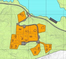 Reguleringsendring Kydland - viser de 5 tomtene som er differensiert til 10 tomter.