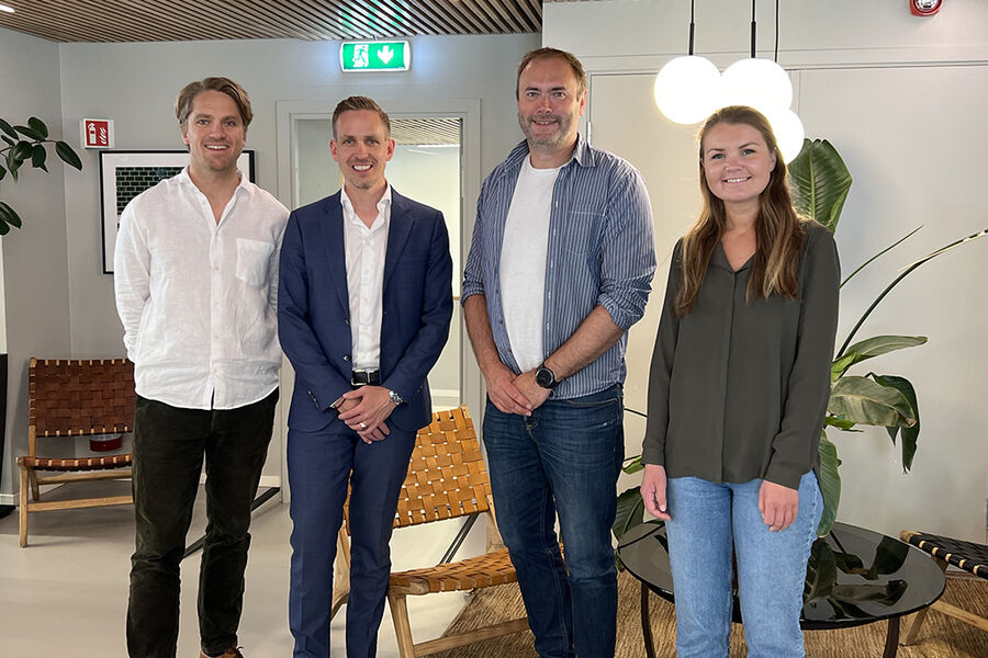 Fra venstre: Eyolf Strømme-Svendsen i Drifti, Adrian Ekelund fra Prognosesenteret, Stian Aarstad og Hilde Øren Myhre VVS Norge Partner.