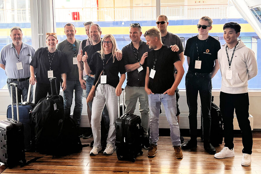 Her har vi et knippe medlemsbedrifter fra Sørlandet og Rørkjøp rett før avgang til Kiel.