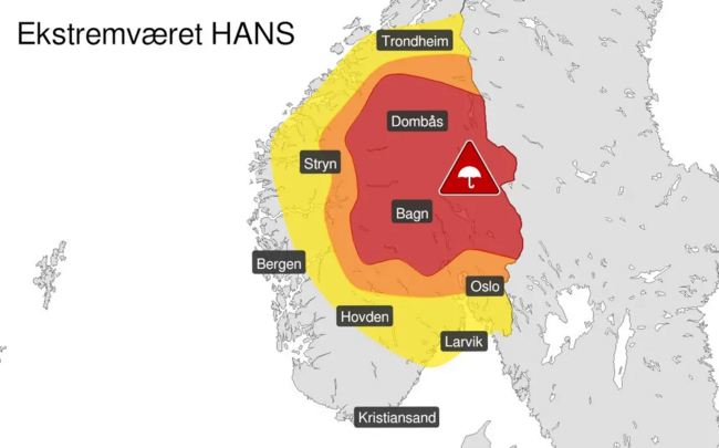 Uværet Hans Foto: Meteorologisk institutt