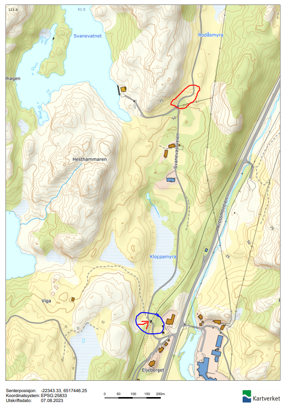 Kart- Stenging av Svanedalsveien
