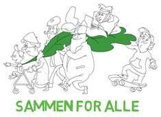 Tegnet illustrasjon av "sammen for alle" - kommuneplanens logo