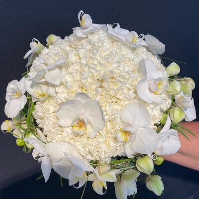 Brudebukett i hvit med Orkideer