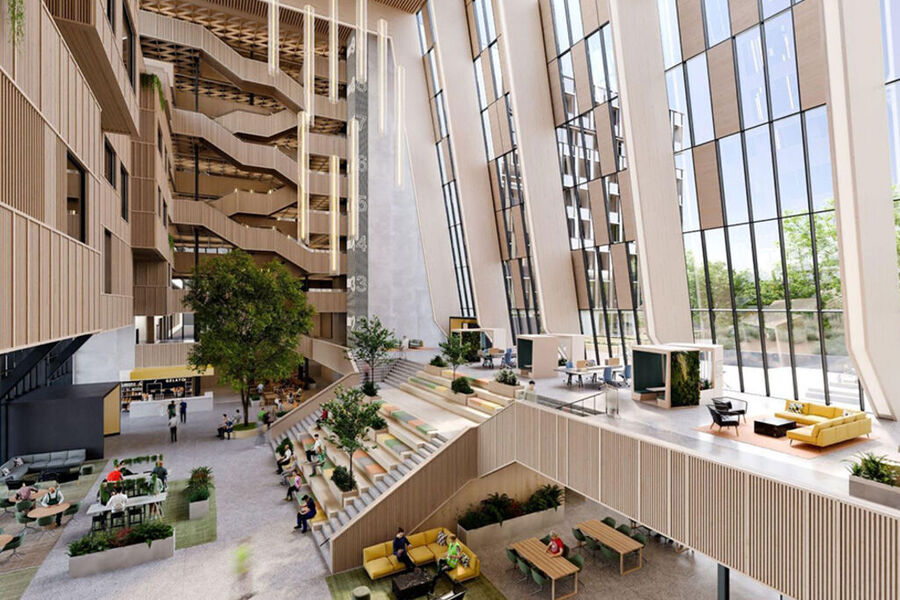 Illustrasjon Construction City. Glasshallen i nye Construction City.