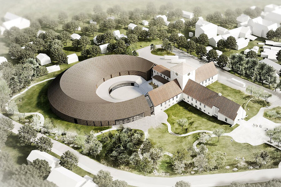 Det nye Vikingtidsmuseet i fugleperspektiv. Foto_AART Architects