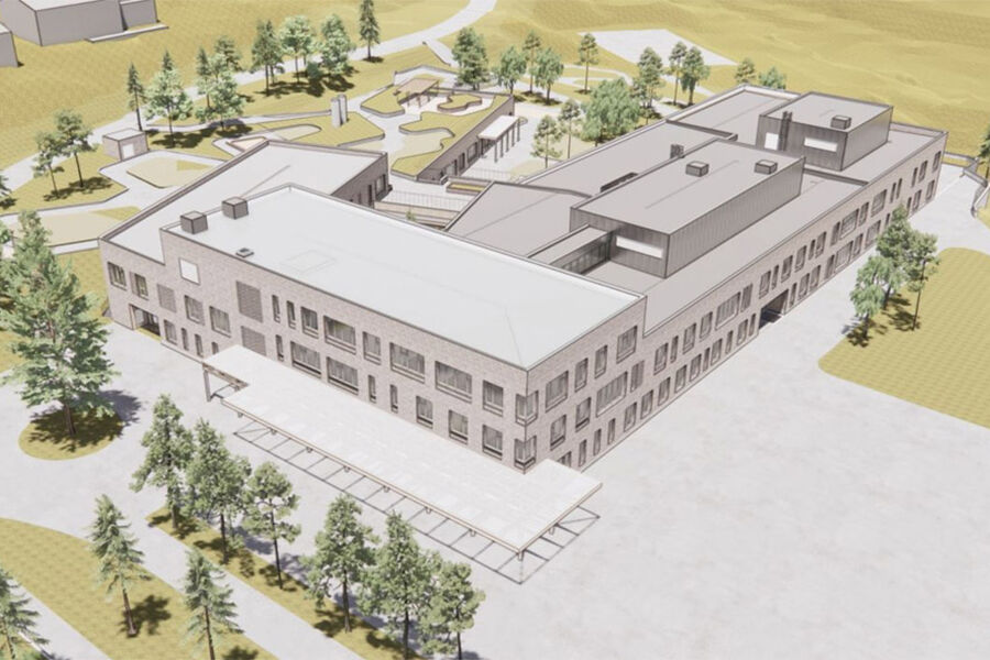 Haukåsen skole og barnehage. IllustrasjonEnerhaugen Arkitektkontor.