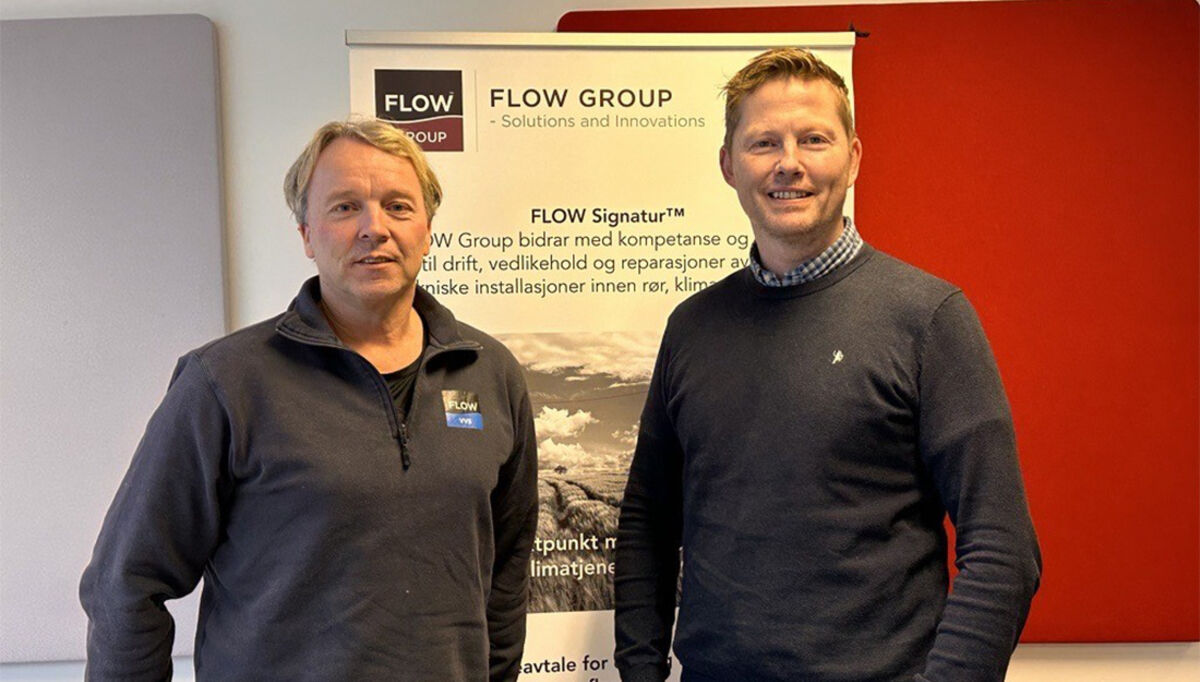 På bildet ser vi fra venstre leder for prosjektavdelingen i FLOW Trøndelag VVS AS,  Jonny Bech, og prosjektsjef hos Betonmast Trøndelag, Kim Johansen.