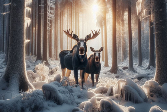 To elger i skogen - kunstig bilde