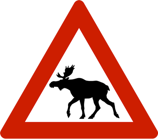 Trafikkskilt med elg