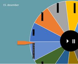 Skjermbilete av trekning med pil på vinnaren av 15. desember