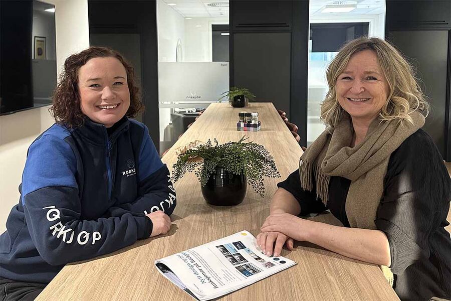 Martine Jerndahl Fosse i Fosse design (t.h)og Hilde F. Trydal. markedskoordinator Rørkjøp AS, gleder seg til et godt og fruktbart samarbeid i tiden fremover.