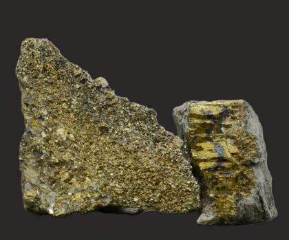 Mineralstein - Kobberkis og pyritt