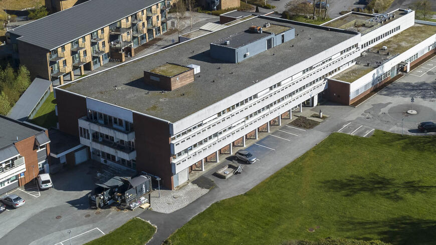 Sjukehuset på Lagård sett fra lufta