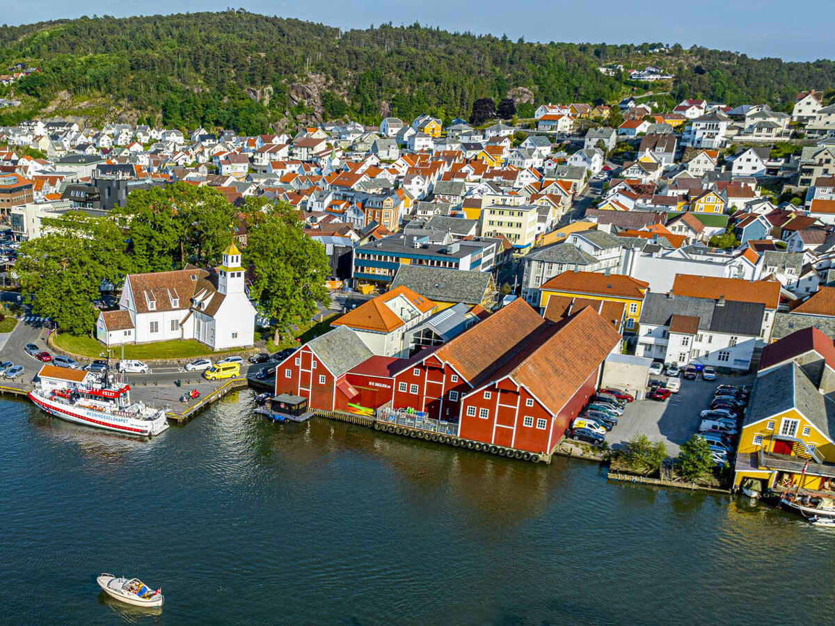 Dronefoto av området i indre havn