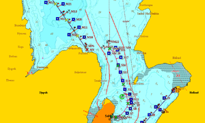 Kart som viser seiligstraséer på fjorden