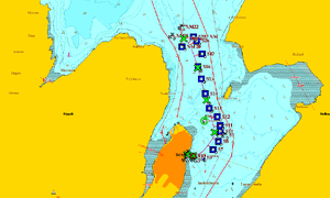 Kart som viser seiligstraséer på fjorden