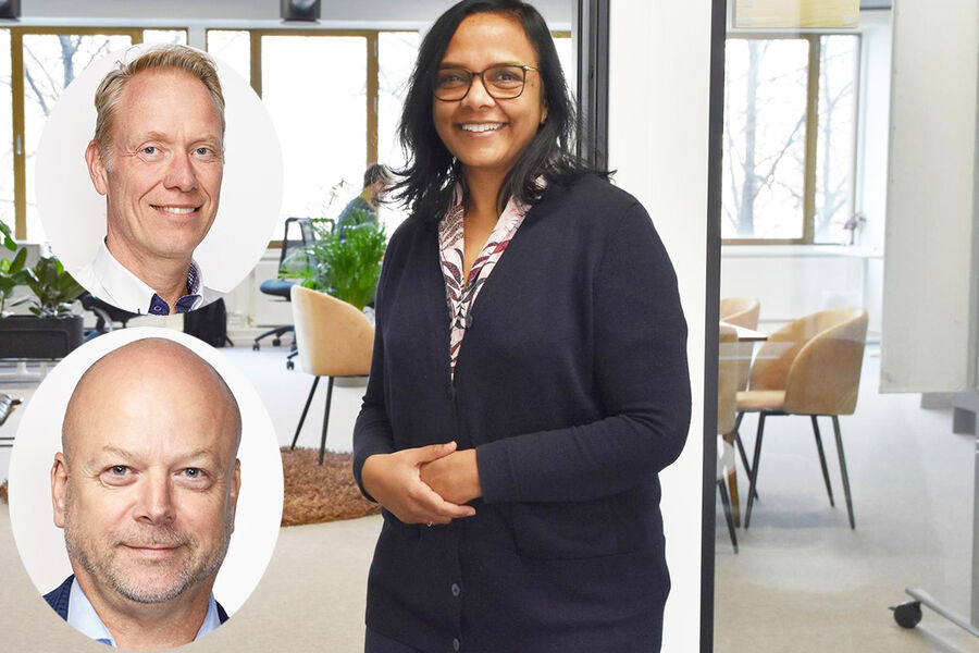 På bildet ser vi, Geir Vegar Ellingsen, logistikkdirektør Heidenreich AS, Kjetil Grønbakken, markeds- og bærekraftsdirektør Heidenreich AS, og Anjali Bhatnagar, daglig leder og gründer i Tørn.