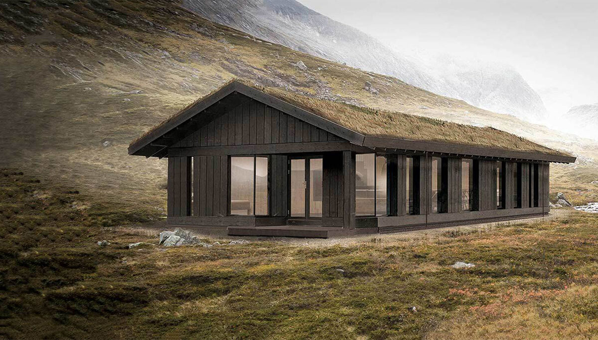 Illustrasjon hytte. Norsk Limtre