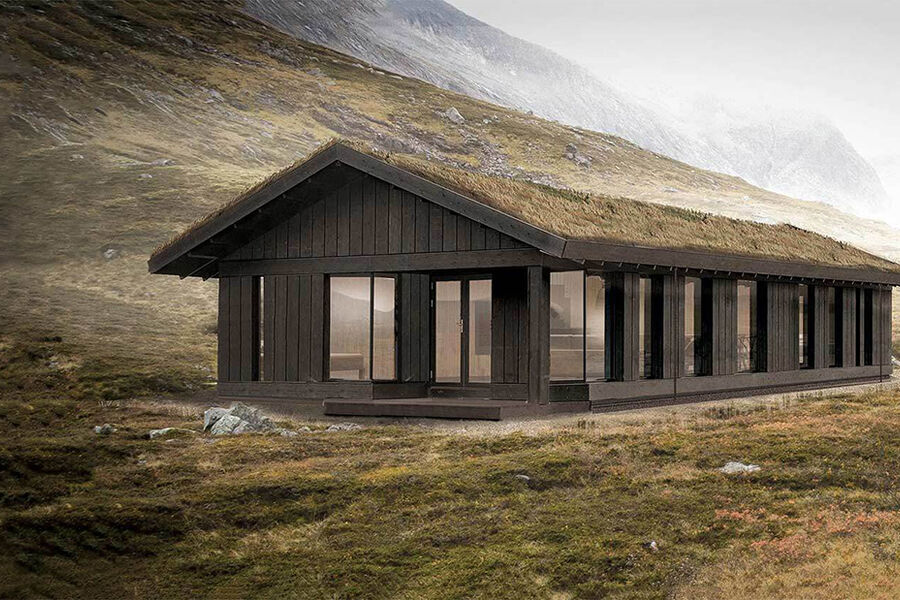 Illustrasjon hytte. Norsk Limtre