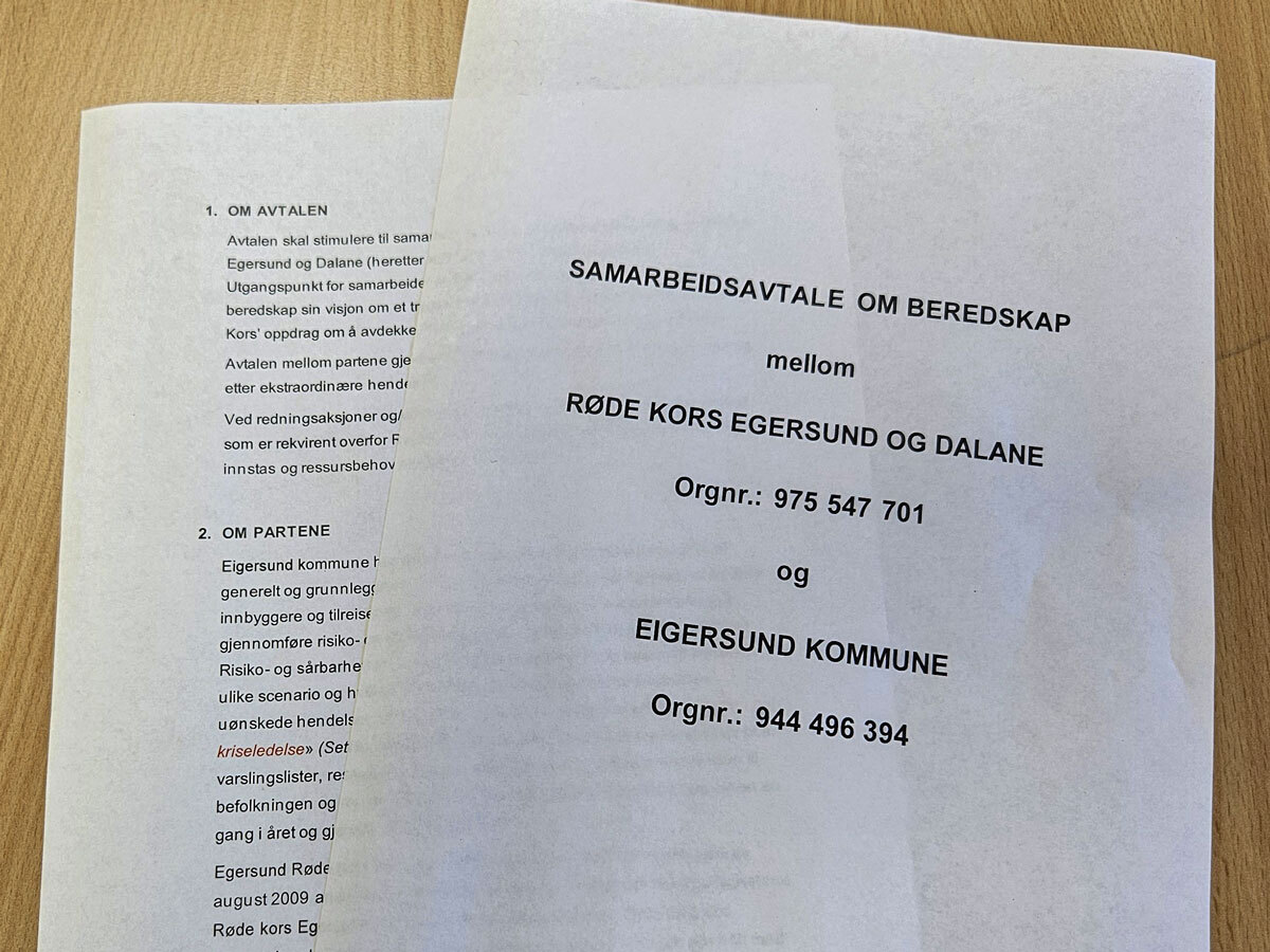 Bilde av den signerte avtalen mellom partene