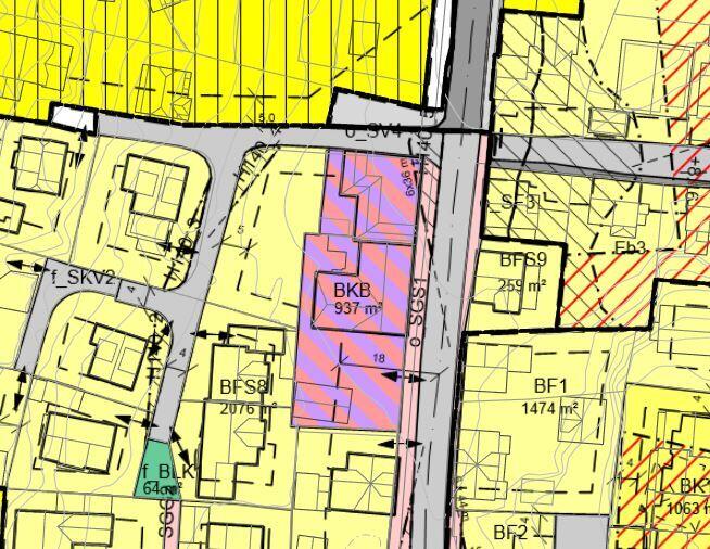 Utsnitt fra gjeldende reguleringsplan for Buggebakken 2 - planID19660004-05 - Endring av del av detaljregulering for Årstaddalen gnr.13 bnr. 433, 284 m.fl.
