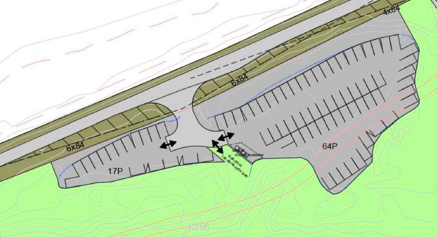 Mulig oppsett og merking av parkeringsplasser innenfor de ulike feltene.