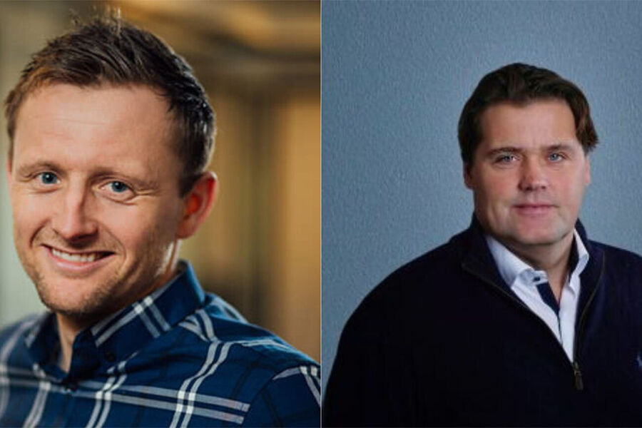 Den svenske installasjonsgruppen Currentum har kjøpt Veas Rør AS, og har med det kjøpt sitt tredje selskap i Norge. På bildet ser vi fra venstre, Joakim Johannesen, daglig leder for Veas Rør AS, og norgessjef for Currentum, Anders Ettre.