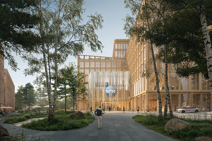 En illustrasjon som viser hvordan NRKs nye hovedkontor kan se ut. Illust. RODEO / NORDIC / VISULENT AB Visulent AB
