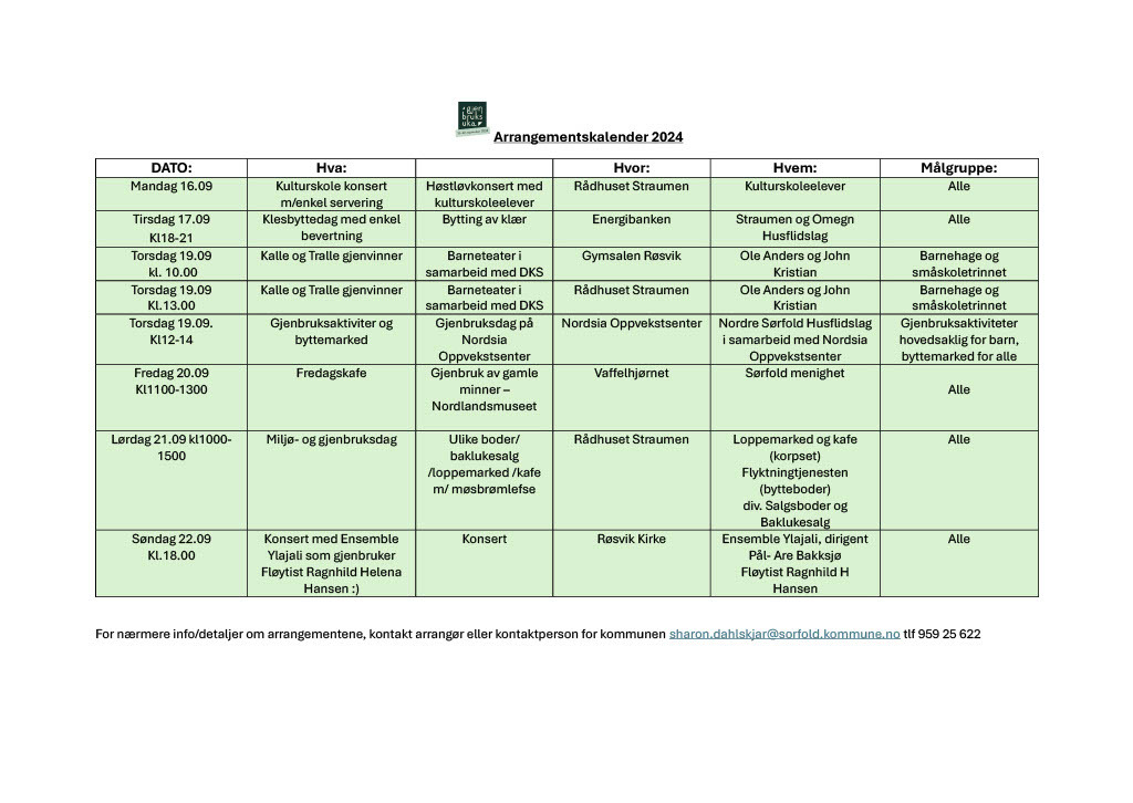 Arrangementskalender for gjenbruksuka 2024